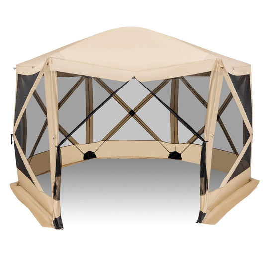Family Camping Tent - 6-Sided Camping Gazebo Instant Setup Hub Tent with Portable Carrying Bag