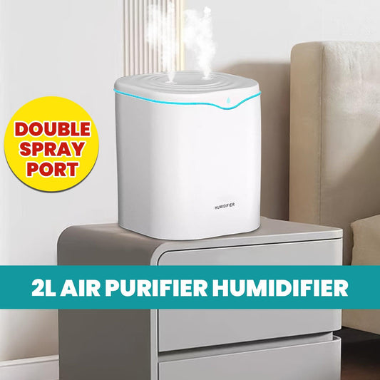 Cool Air Humidifier - 2L Air Purifier Humidifier Double Spray Port Essential Oil Aromatherapy Diffuser