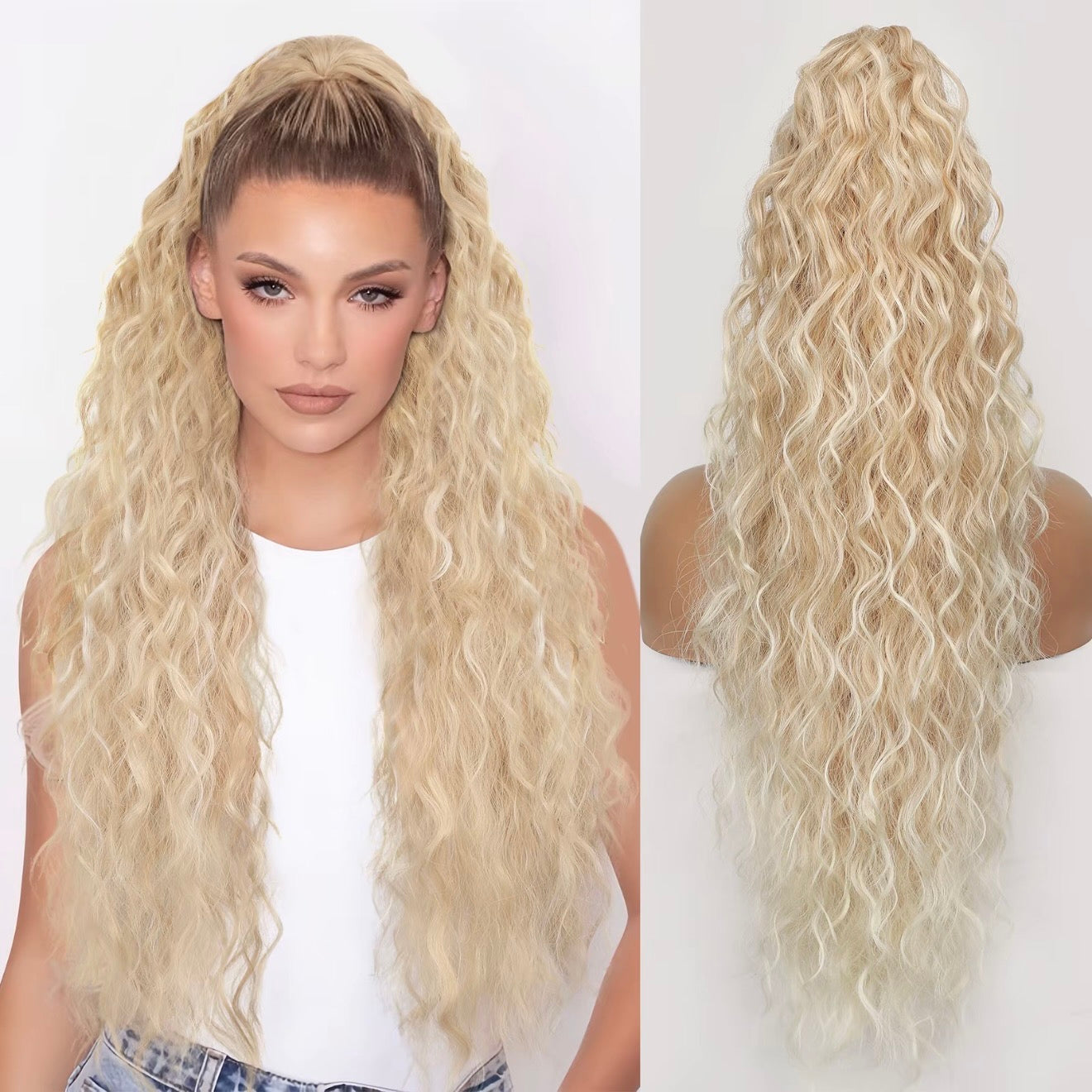 💜 LAST DAY PROMOTION - 50%OFF💜Curly Wavy Frizzy Hair Extension with Ponytail