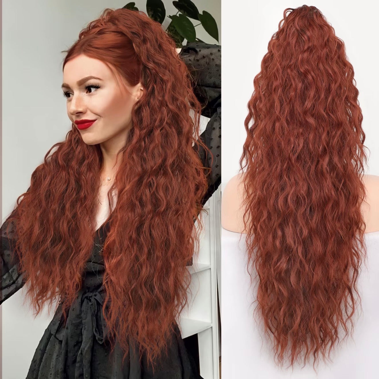 💜 LAST DAY PROMOTION - 50%OFF💜Curly Wavy Frizzy Hair Extension with Ponytail
