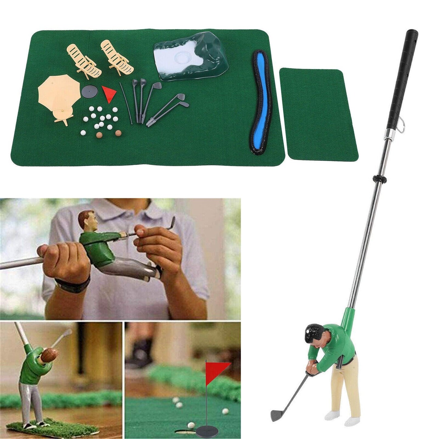 Golf Toy Set - Indoor Mini Golf Set, Indoor Mini Golfing Game Kit Golfs Toy Set with Green Pad Putter Ball Chairs Gifts