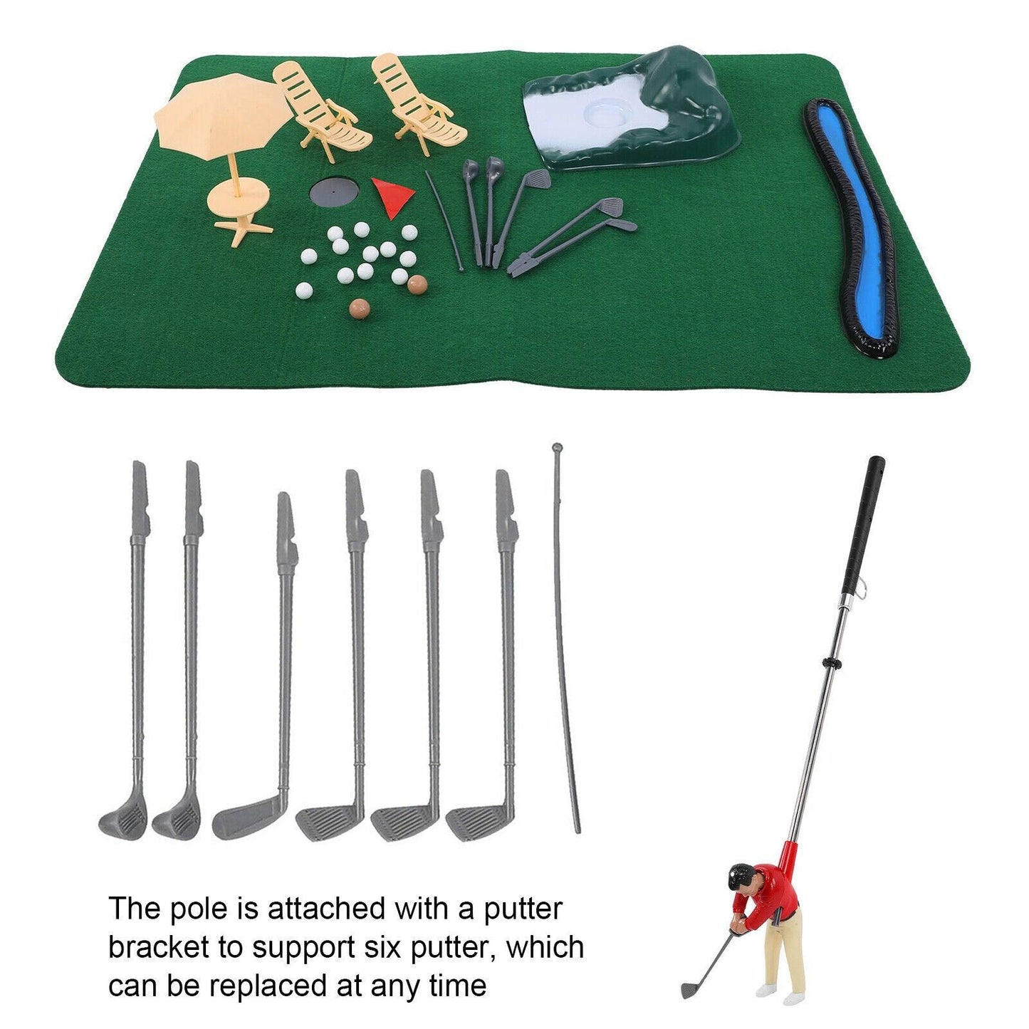 Golf Toy Set - Indoor Mini Golf Set, Indoor Mini Golfing Game Kit Golfs Toy Set with Green Pad Putter Ball Chairs Gifts