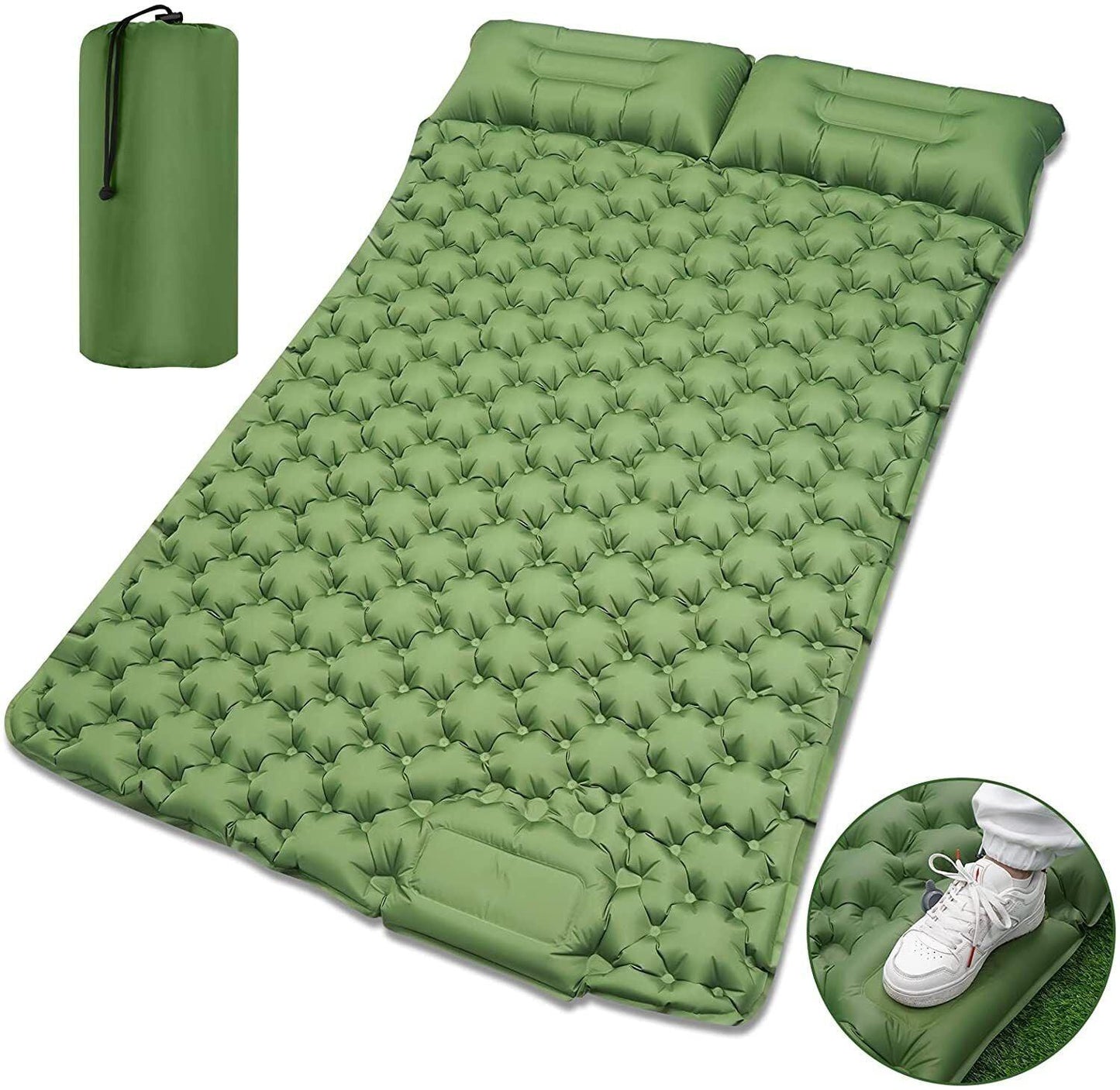 Camping Mattress Pad - Ultralight Air Bed Sleeping Mattress & Pillow Inflatable Double Camping Mat