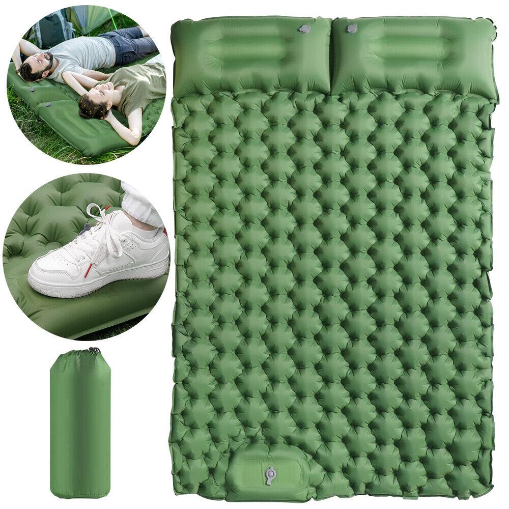 Camping Mattress Pad - Ultralight Air Bed Sleeping Mattress & Pillow Inflatable Double Camping Mat