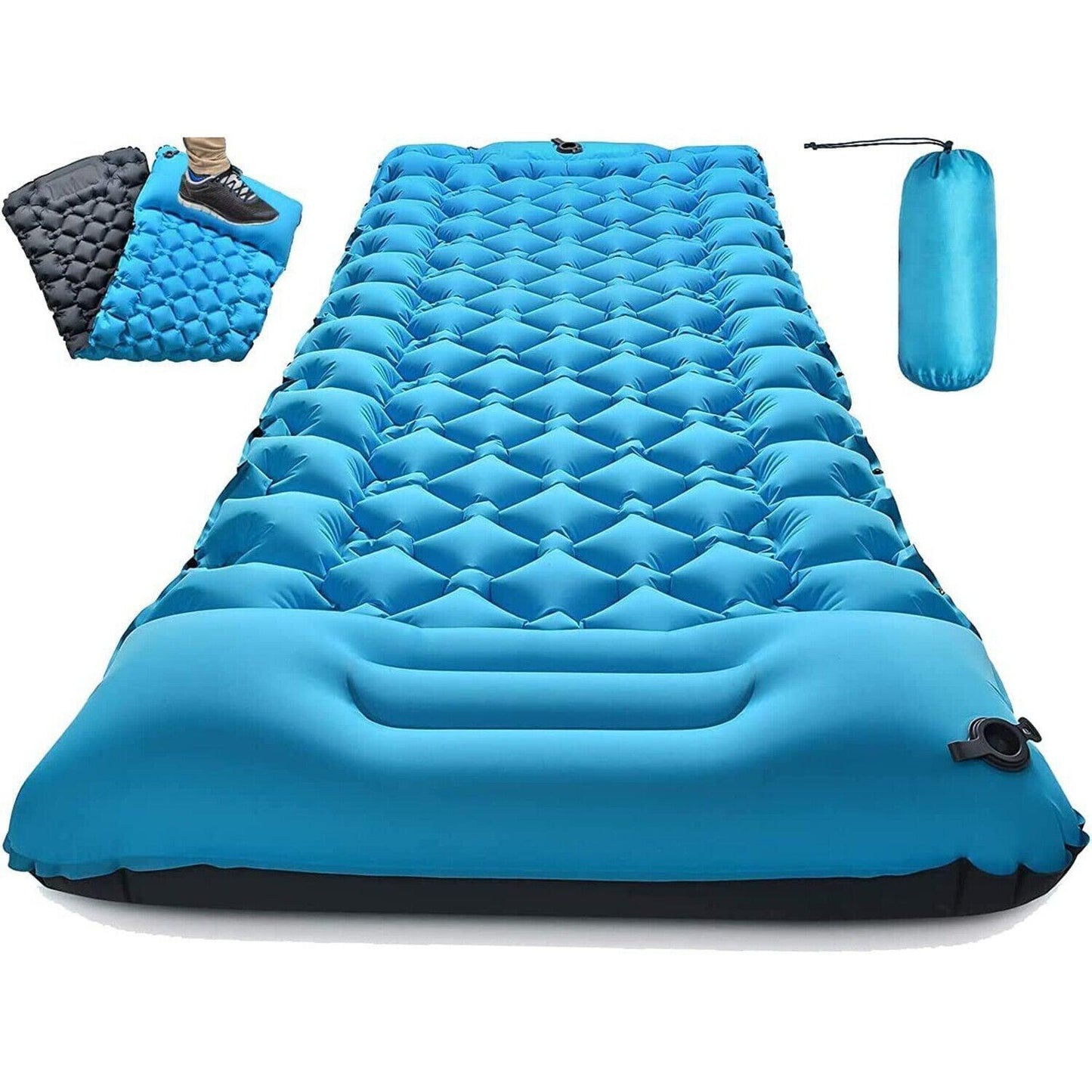 Camping Mattress Pad - Ultralight Air Bed Sleeping Mattress & Pillow Inflatable Double Camping Mat