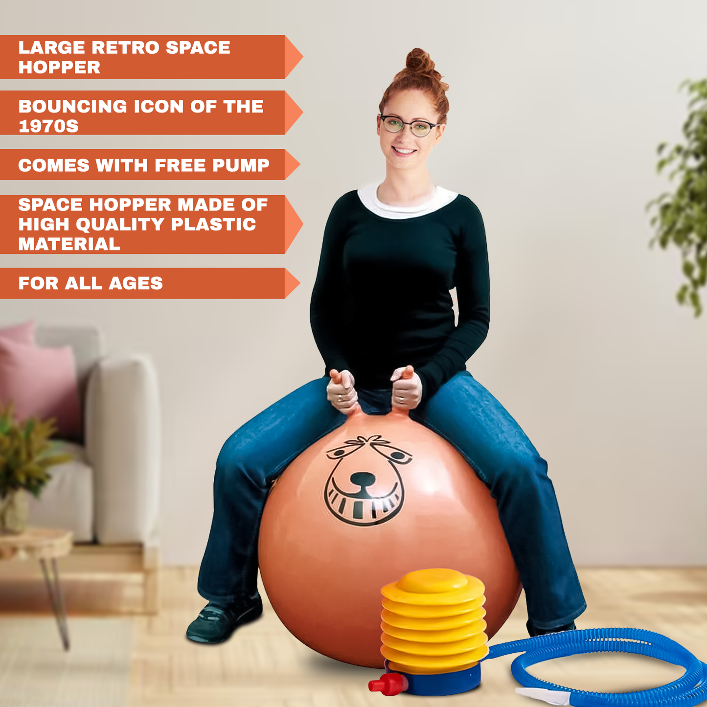 Space Hopper Ball – Retro Bouncing Toy for Kids & Adults | 60CM/80CM with Free Pump