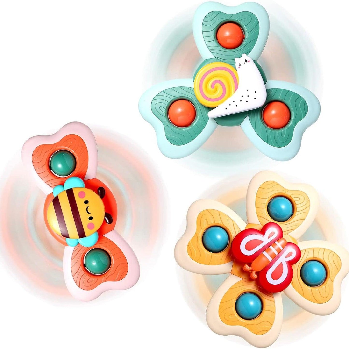 Fidget Spinner Toys - 3 Pcs Suction Cup Spinner Toys Sensory Early Education Bathtub Toy Dining Chairs Birthday Gifts Boy or Girl