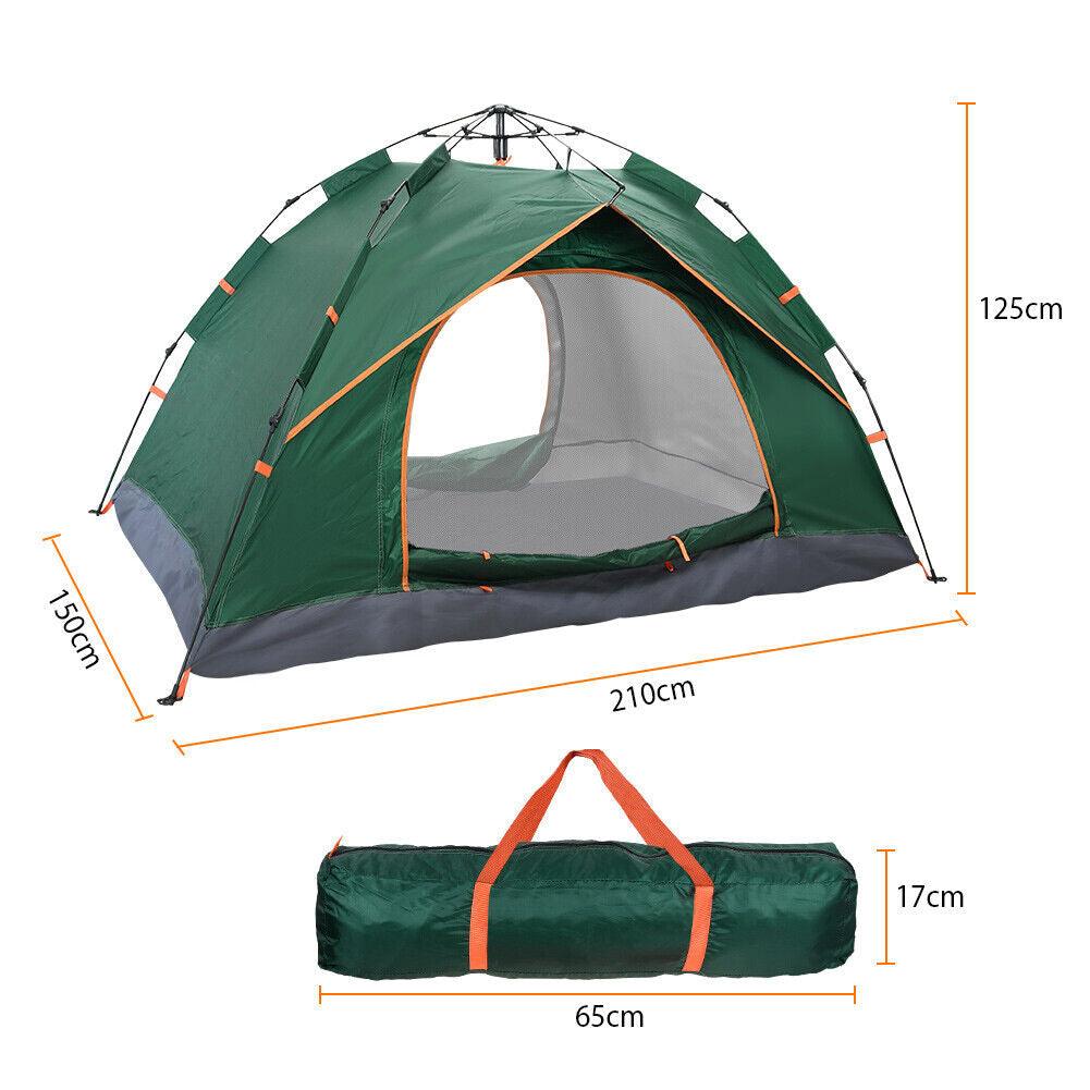 Automatic Pop-up Tent - 2-3 Man Instant Double Layer Pop up Camping Tent Waterproof Outdoor UK