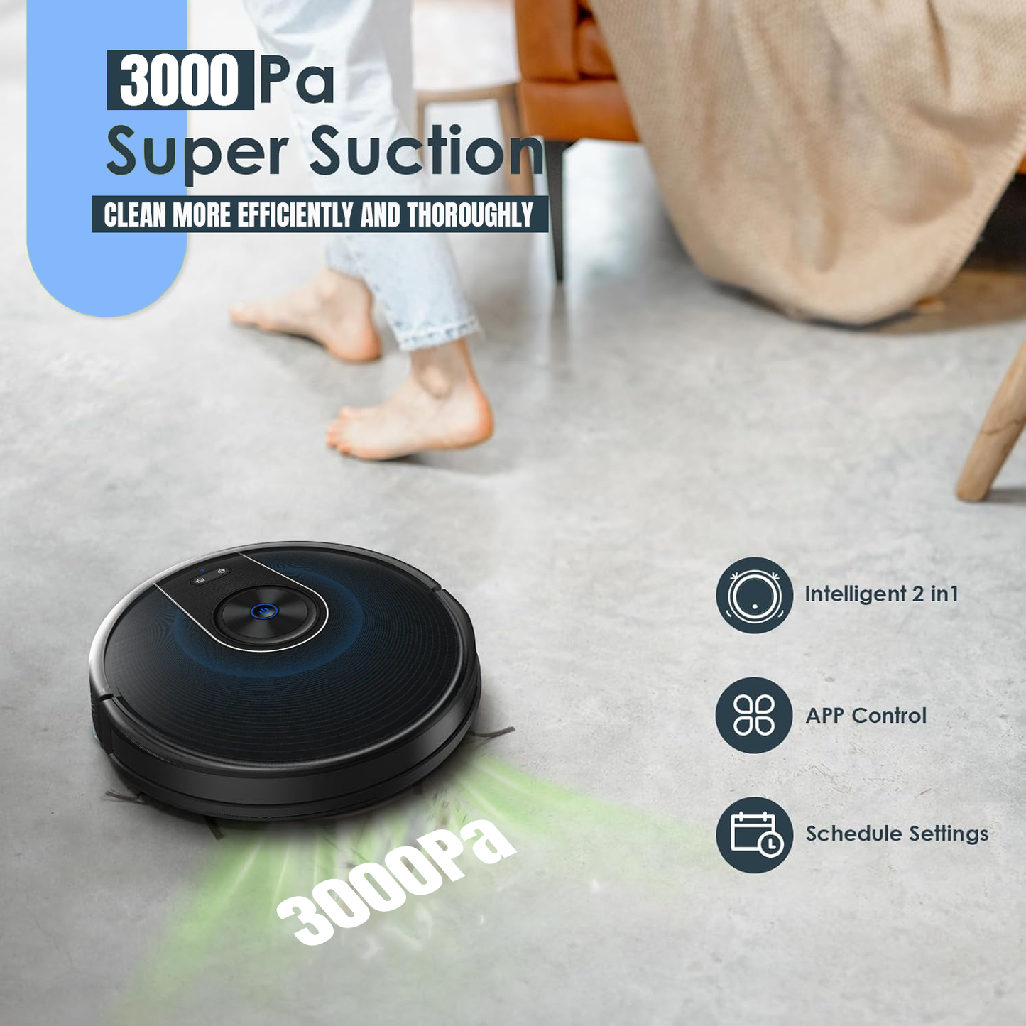 Robot Vacuum Cleaner – Smart Auto Cleaning with WiFi App, Mapping & Strong Suction