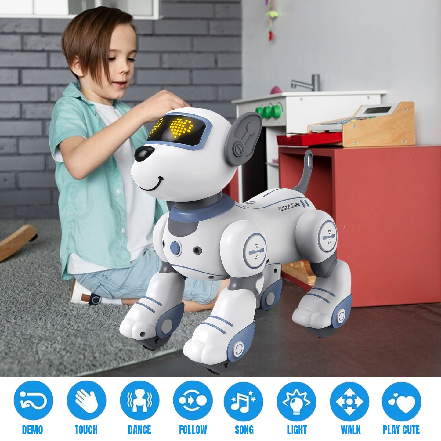 Remote Control Dog Robot – Robotic Puppy Pet Toy with LED Eyes, Music & Dance Modes