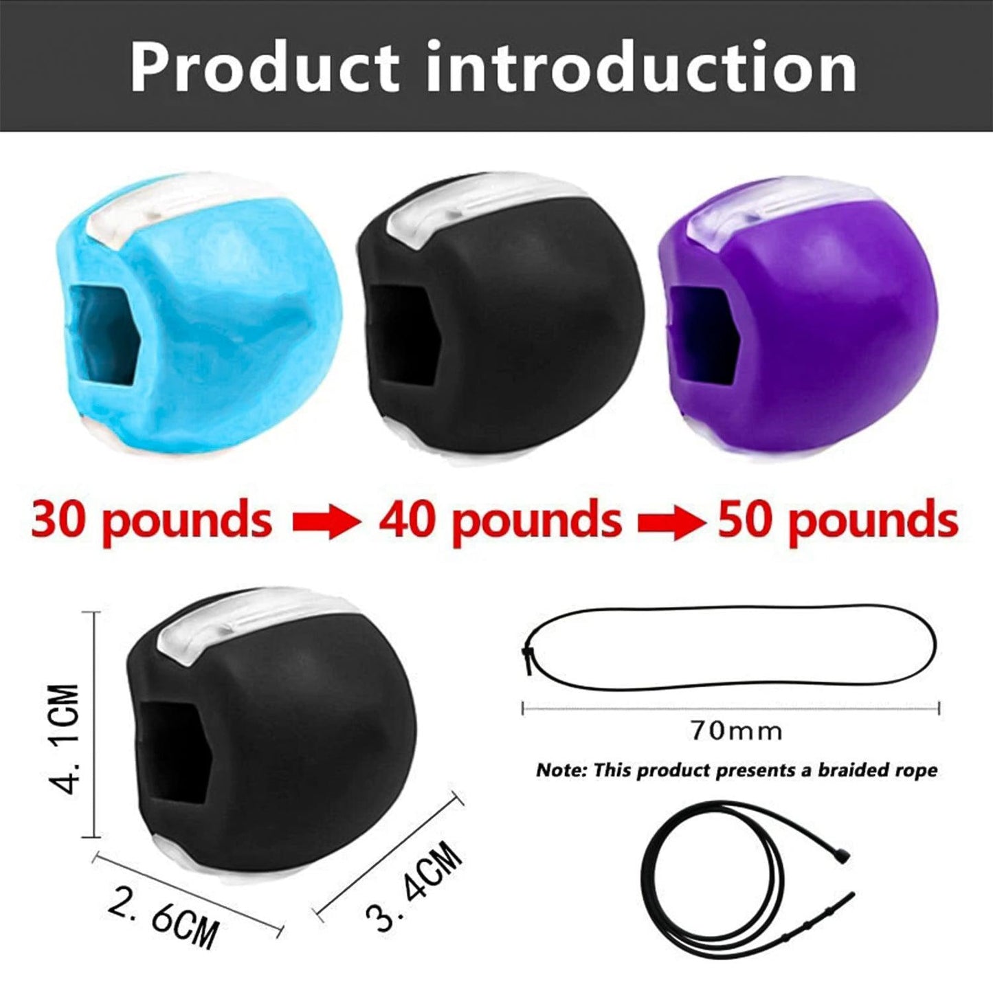 Jawline Workout Tool -  Jaw Trainer Silica Gel Jaw Line Jaw Exerciser Face Neck Mouth Toning Jawrsize Training Ball