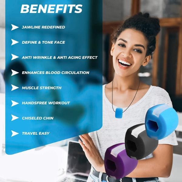 Jawline Exercise Ball - Jaw Exerciser 3 Pack with 3 Strengths Jawline Toner for Men and Women with Necklace and Storage Containers