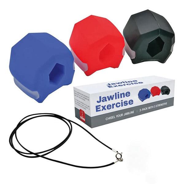 Jawline Exercise Ball - Jaw Exerciser 3 Pack with 3 Strengths Jawline Toner for Men and Women with Necklace and Storage Containers