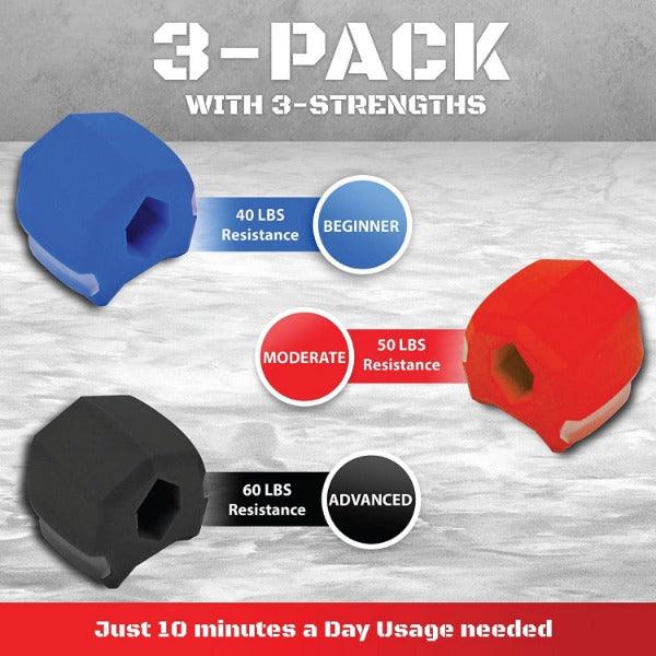 Jawline Exercise Ball - Jaw Exerciser 3 Pack with 3 Strengths Jawline Toner for Men and Women with Necklace and Storage Containers