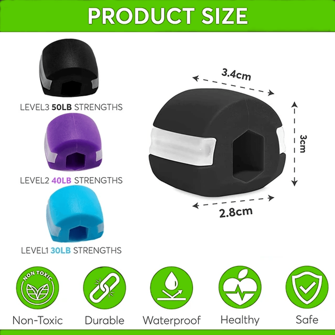 Jawline Exercise Ball - Jaw Exerciser 3 Pack with 3 Strengths Jawline Toner for Men and Women with Necklace and Storage Containers