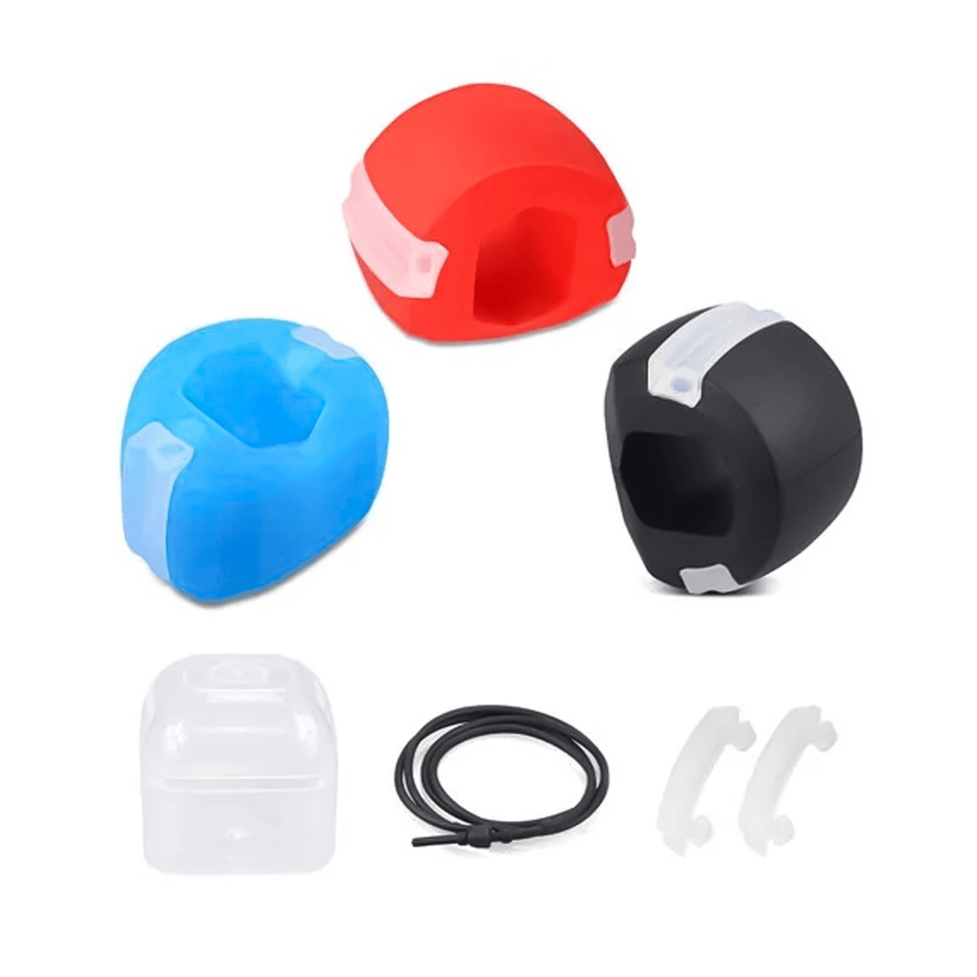 Jawline Exercise Ball - Jaw Exerciser 3 Pack with 3 Strengths Jawline Toner for Men and Women with Necklace and Storage Containers
