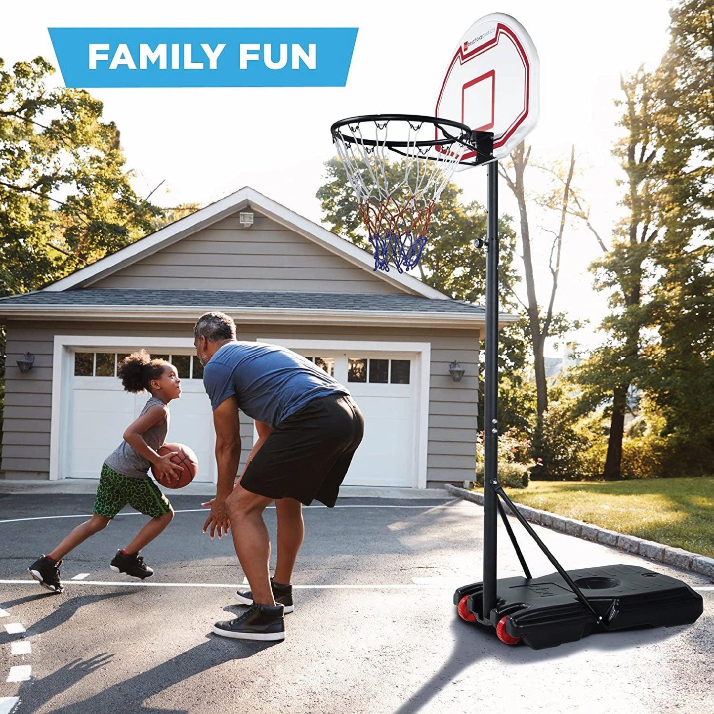 Portable Basketball Stand - Junior Height Adjustable Basketball Hoop, Free Standing Portable Basketball Stand for Kids I Hoop height adjustable 165cm to 205cm