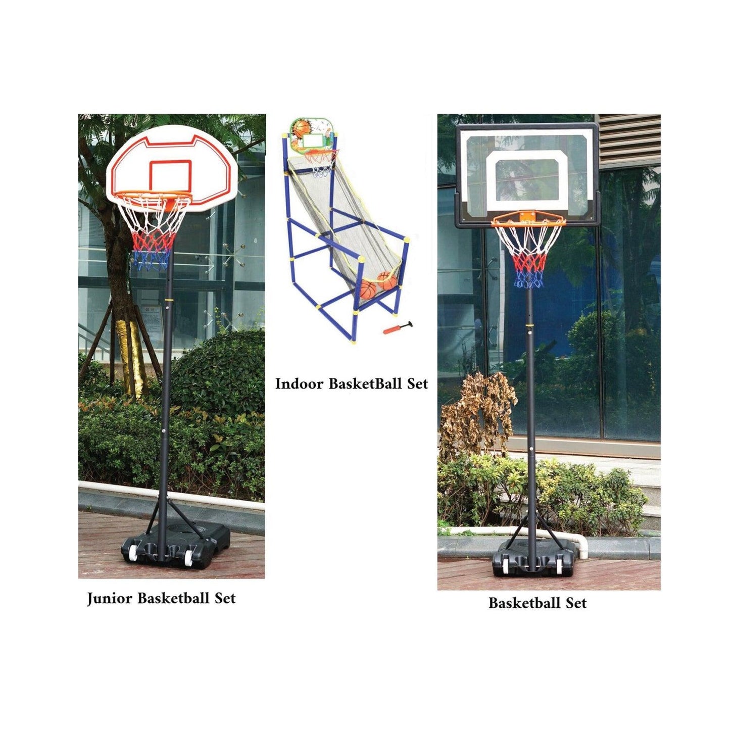 Portable Basketball Stand - Junior Height Adjustable Basketball Hoop, Free Standing Portable Basketball Stand for Kids I Hoop height adjustable 165cm to 205cm
