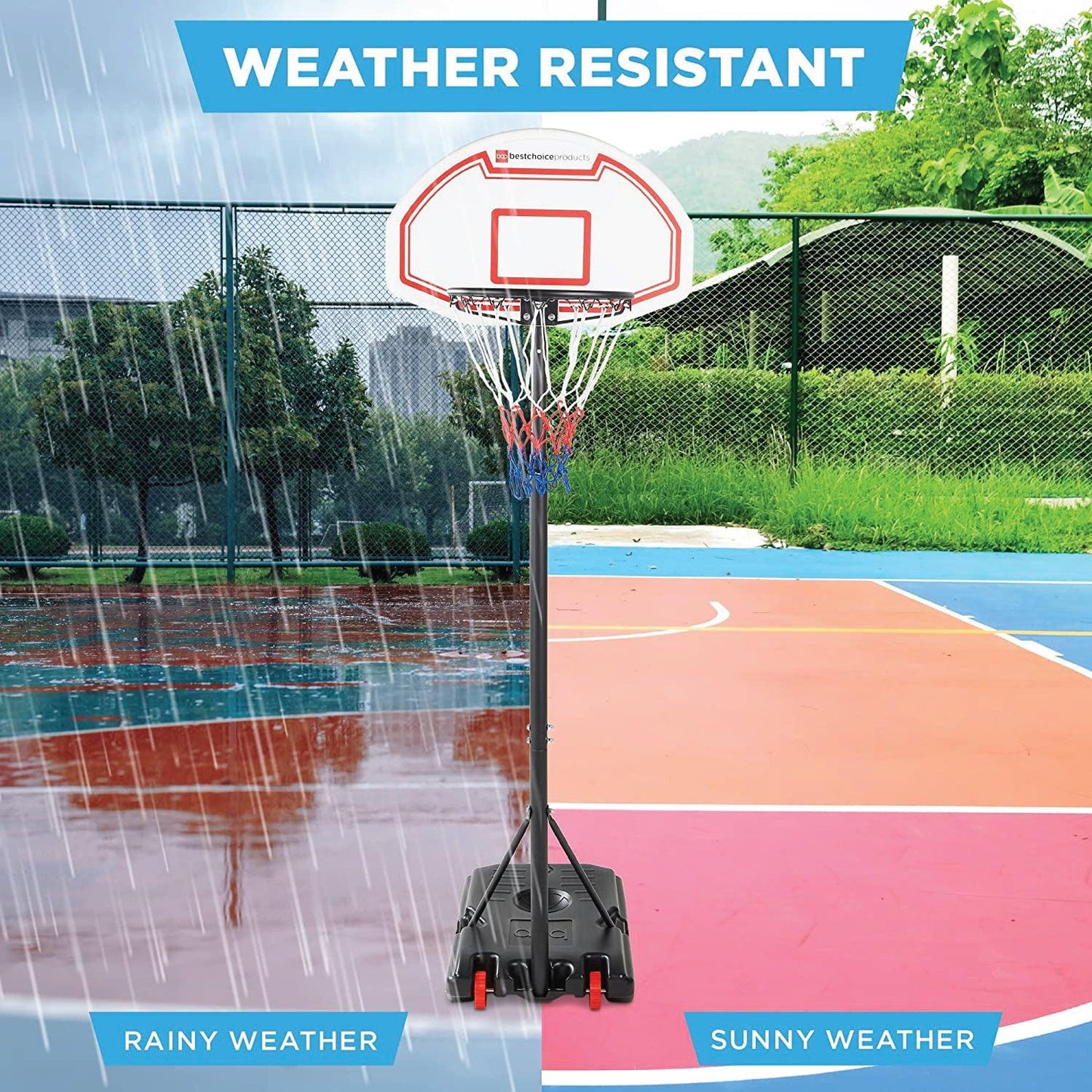 Portable Basketball Stand - Junior Height Adjustable Basketball Hoop, Free Standing Portable Basketball Stand for Kids I Hoop height adjustable 165cm to 205cm