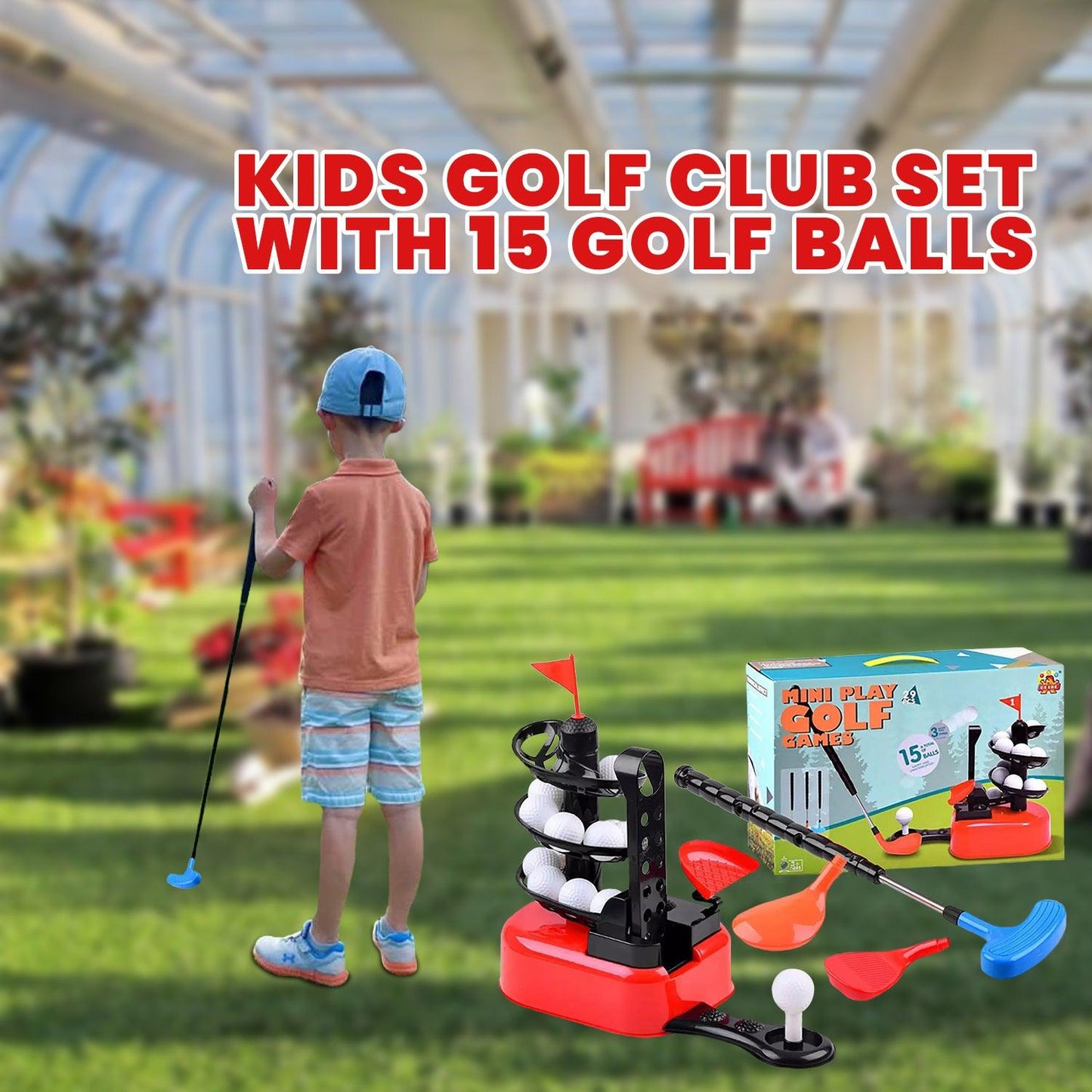 Childs Golf Set - Kids Golf Club Set with 15 Golf Balls Clubs Equipment