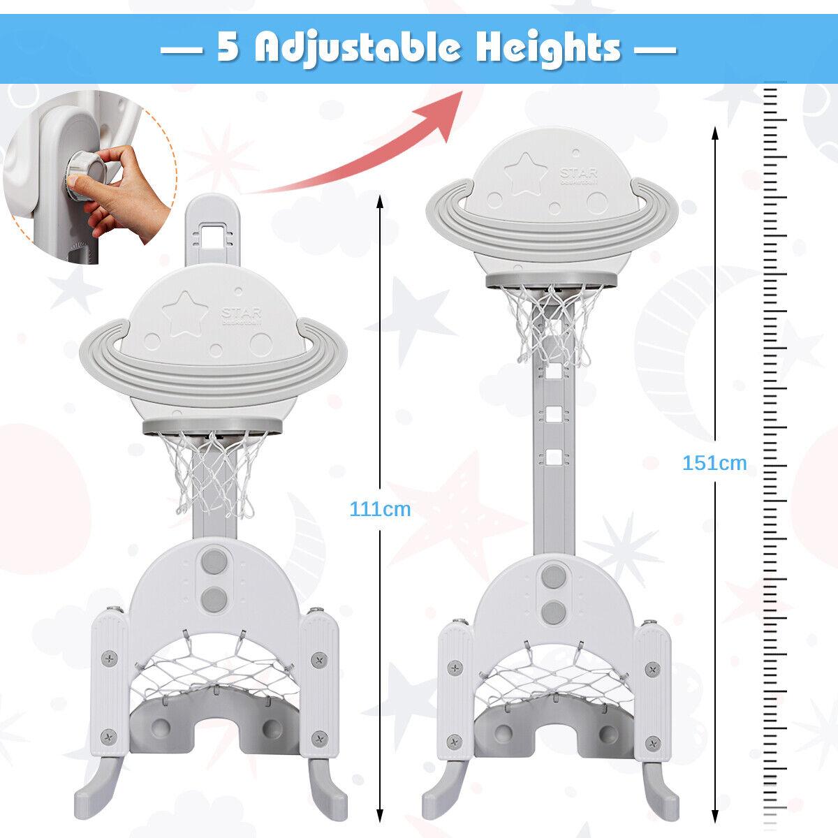 Adjustable Basketball Hoop - Kids Basketball Stand 3 in 1 Basketball Hoop Soccer Golf Kit Adjustable Toy Set