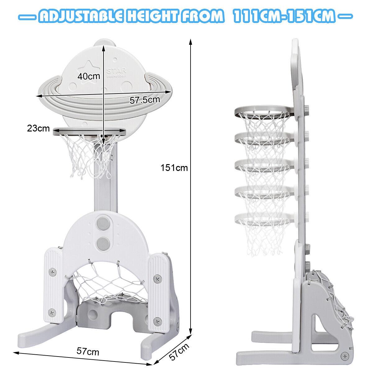 Adjustable Basketball Hoop - Kids Basketball Stand 3 in 1 Basketball Hoop Soccer Golf Kit Adjustable Toy Set