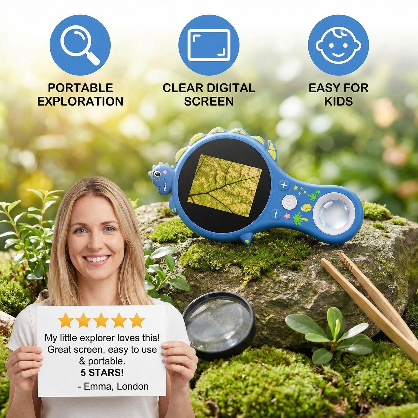 Kids Digital Video Microscope with Screen – Portable Science Explorer for Little Investigators