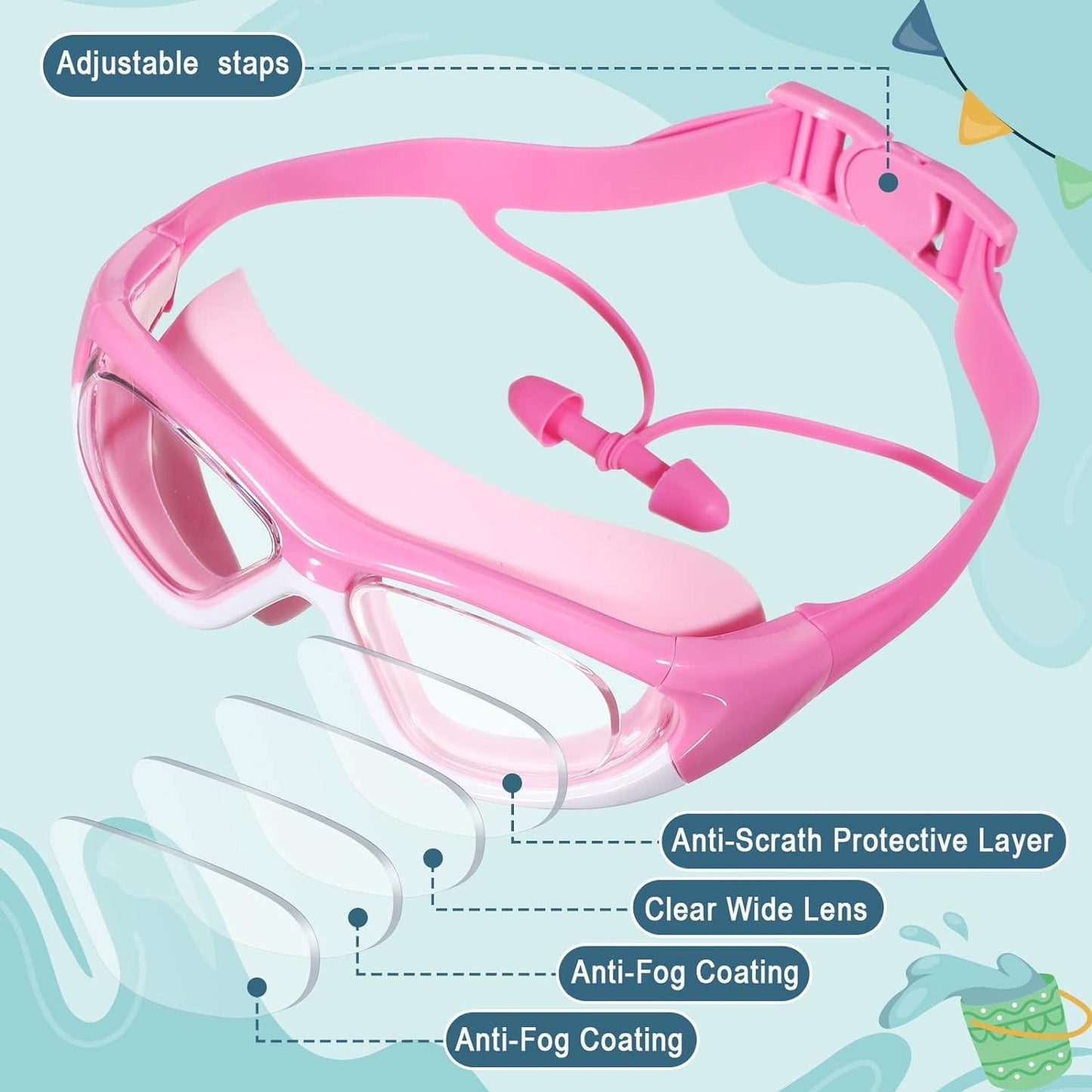 Swim Goggles Anti Fog - Kids Anti-Fog Swimming Goggles Pool Swim Adjustable Glasses Children Boys Girls