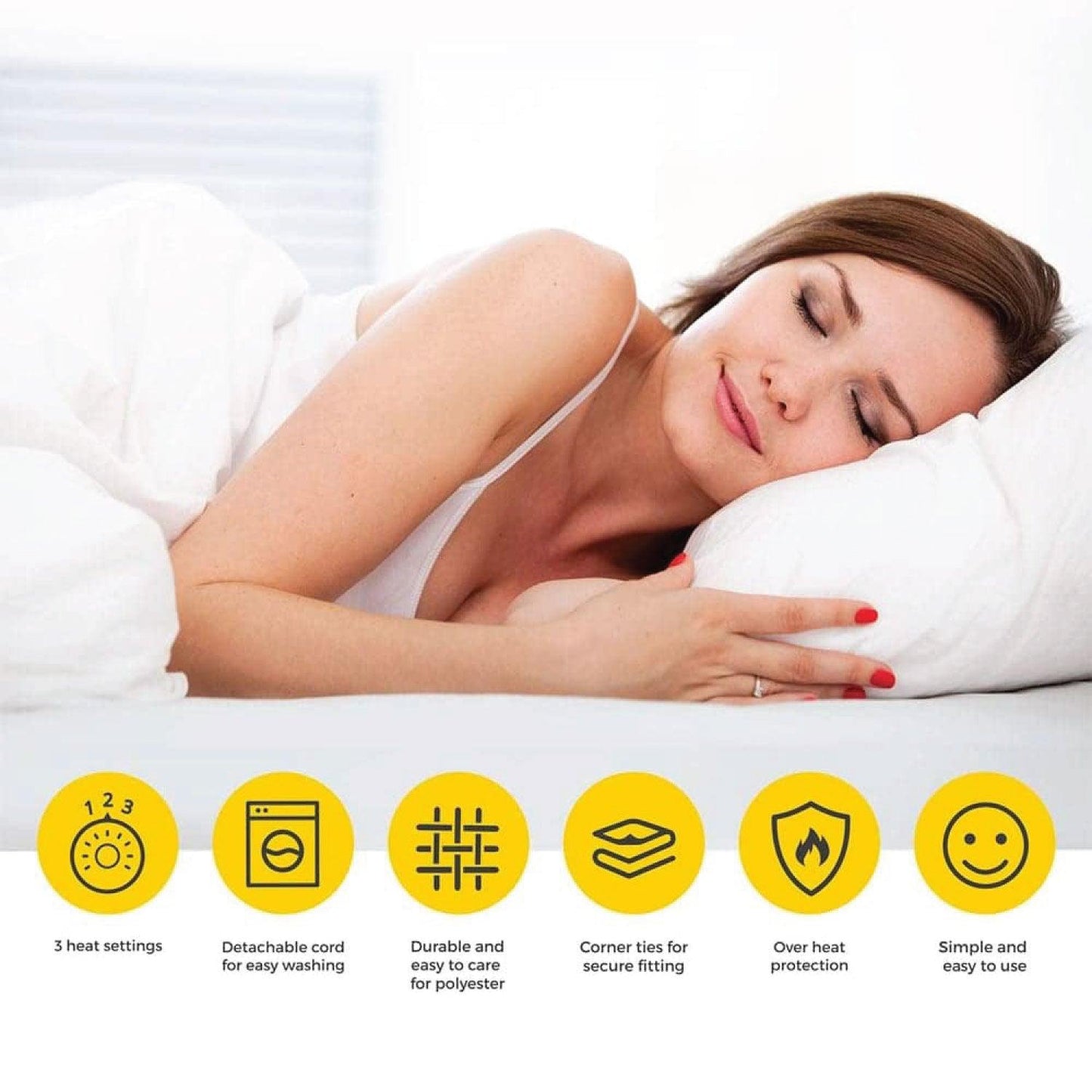 King Size Electric Blankets - 3 Heat Settings Single Double King Size Super Soft Cosy Fleece Blanket