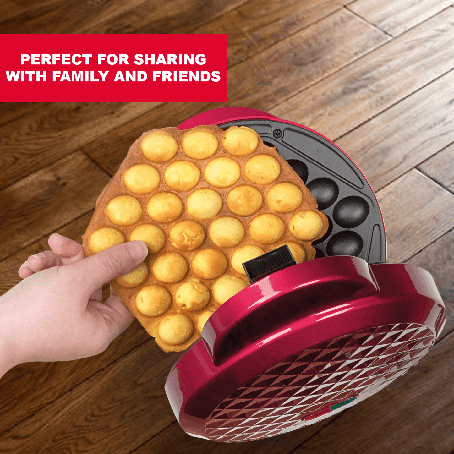 Waffle Maker Machine – Bubble & Heart Shaped Belgian Waffle Iron for Delicious Treats (1000W Non-Stick)
