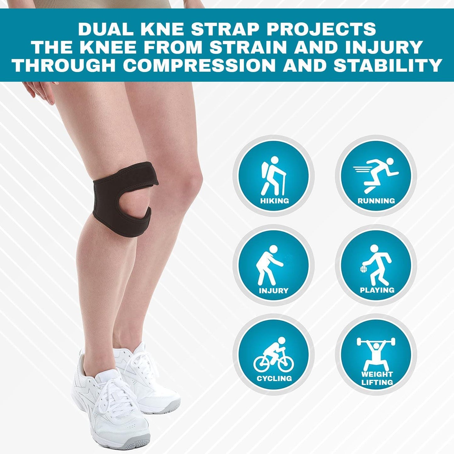 Patella Knee Strap - Knee Support Tendon Straps Running Sports Pain Neoprene Brace Arthritis