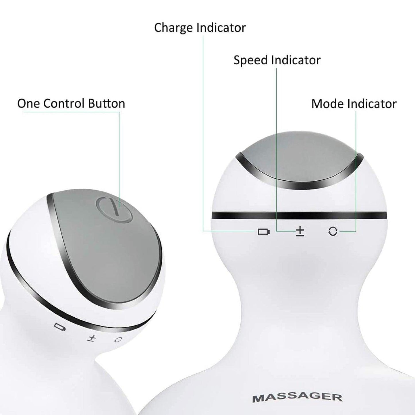 Electric Scalp Massager - 4 Replacement Massage Heads Portable Head Scratcher with Tissue Kneading Nodes