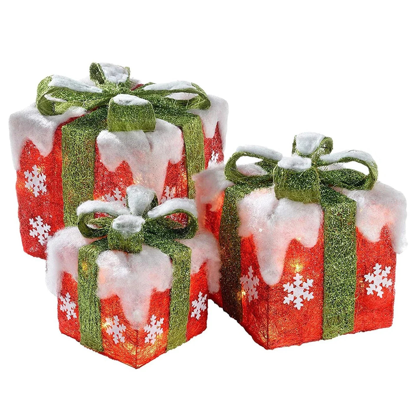 Christmas Light Up Presents - Gift Boxes Set LED Lighted Decorations for Indoor & Outdoor Use UK