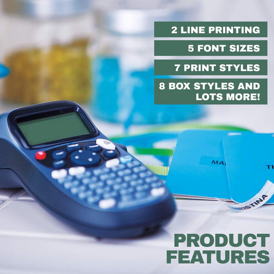 Portable Label Printer - LT-100H Label Maker Starter Kit | Handheld Label Printer Machine | ABC Keyboard Label Printer with 13 Character LCD Screen |  Paper, Clear Plastic Label Tape & Machine Holder