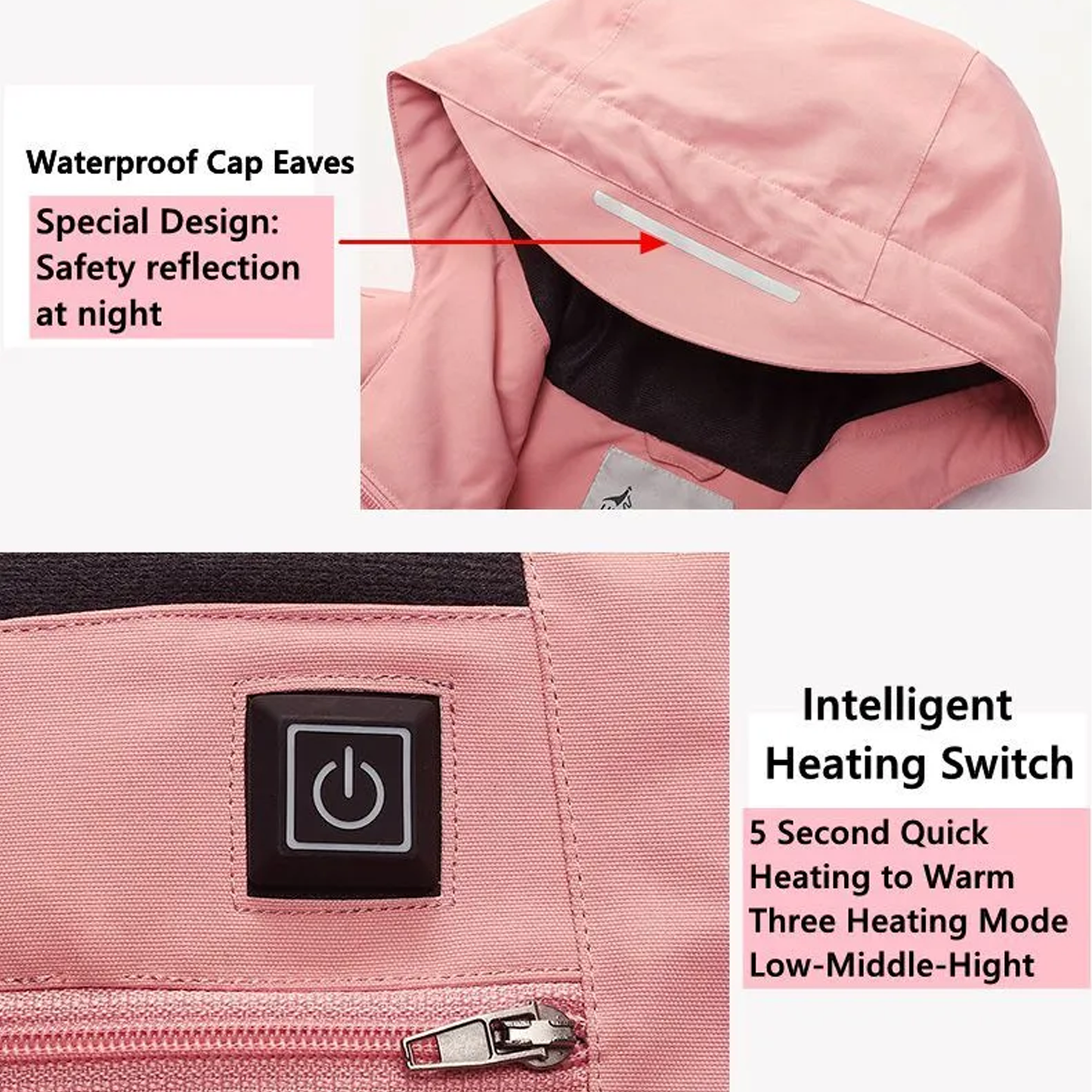 Heated Jackets for Women – USB Powered Winter Warmth Intelligent Heating Cotton Jacket