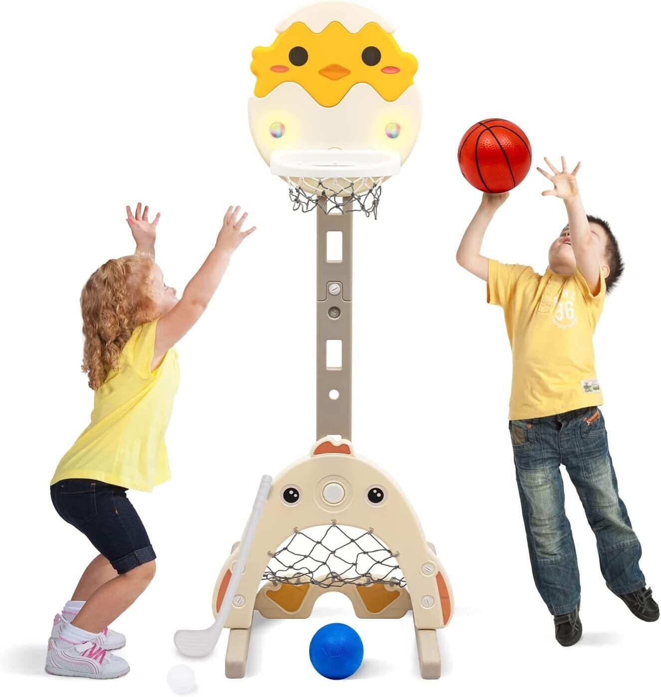 Basketball Hoop for Kids - Large Basketball Hoop Set for Kids 3-in-1 Kids Flashing Basketball Stand