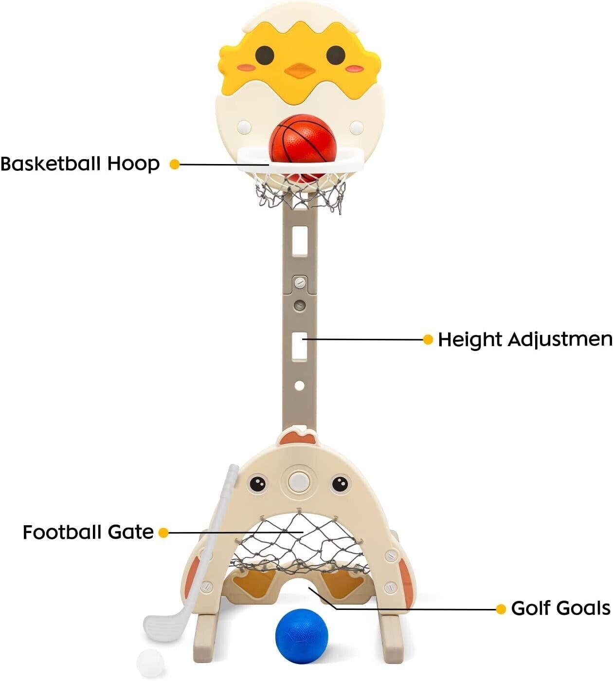 Basketball Hoop for Kids - Large Basketball Hoop Set for Kids 3-in-1 Kids Flashing Basketball Stand