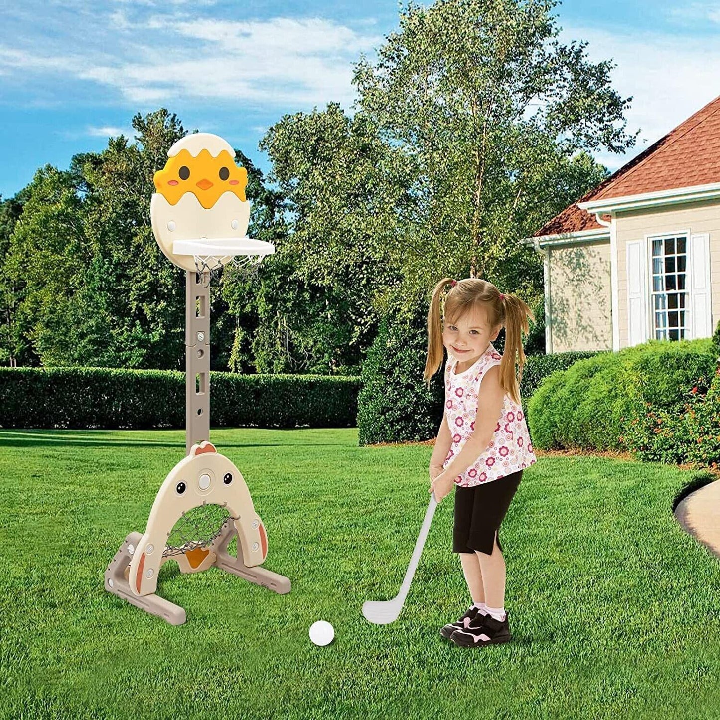 Basketball Hoop for Kids - Large Basketball Hoop Set for Kids 3-in-1 Kids Flashing Basketball Stand