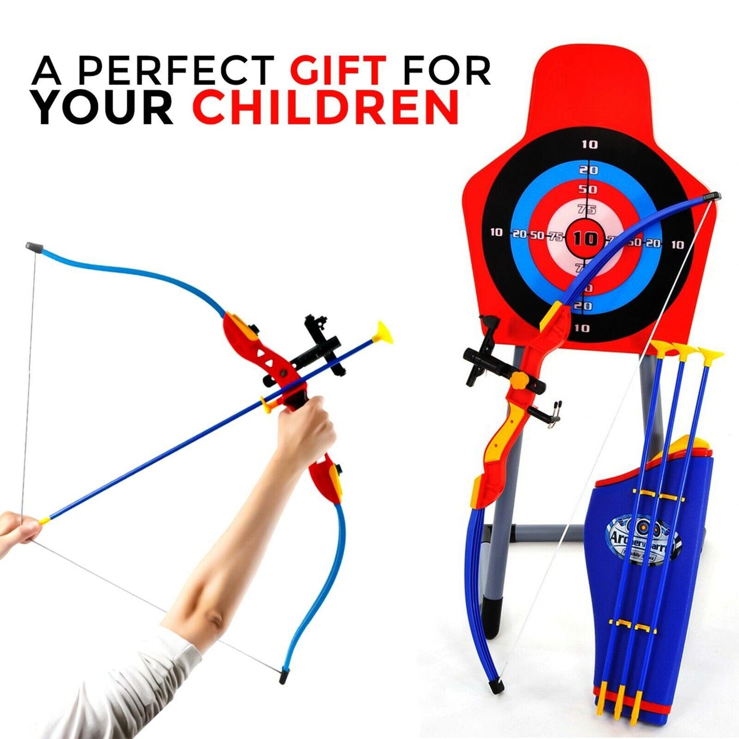 Laser Arrow Battle Set - Laser Bow & Arrow Archery Set Target Stand Kids Toy Indoor/Outdoor Garden Fun