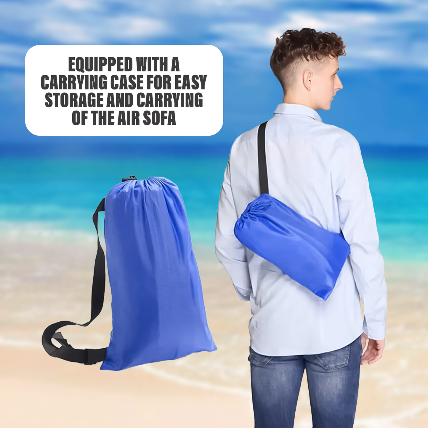 Inflatable Beach Lounger - Portable Sofa Air Bed Lounger Sofa Sack Beach Bag Camping