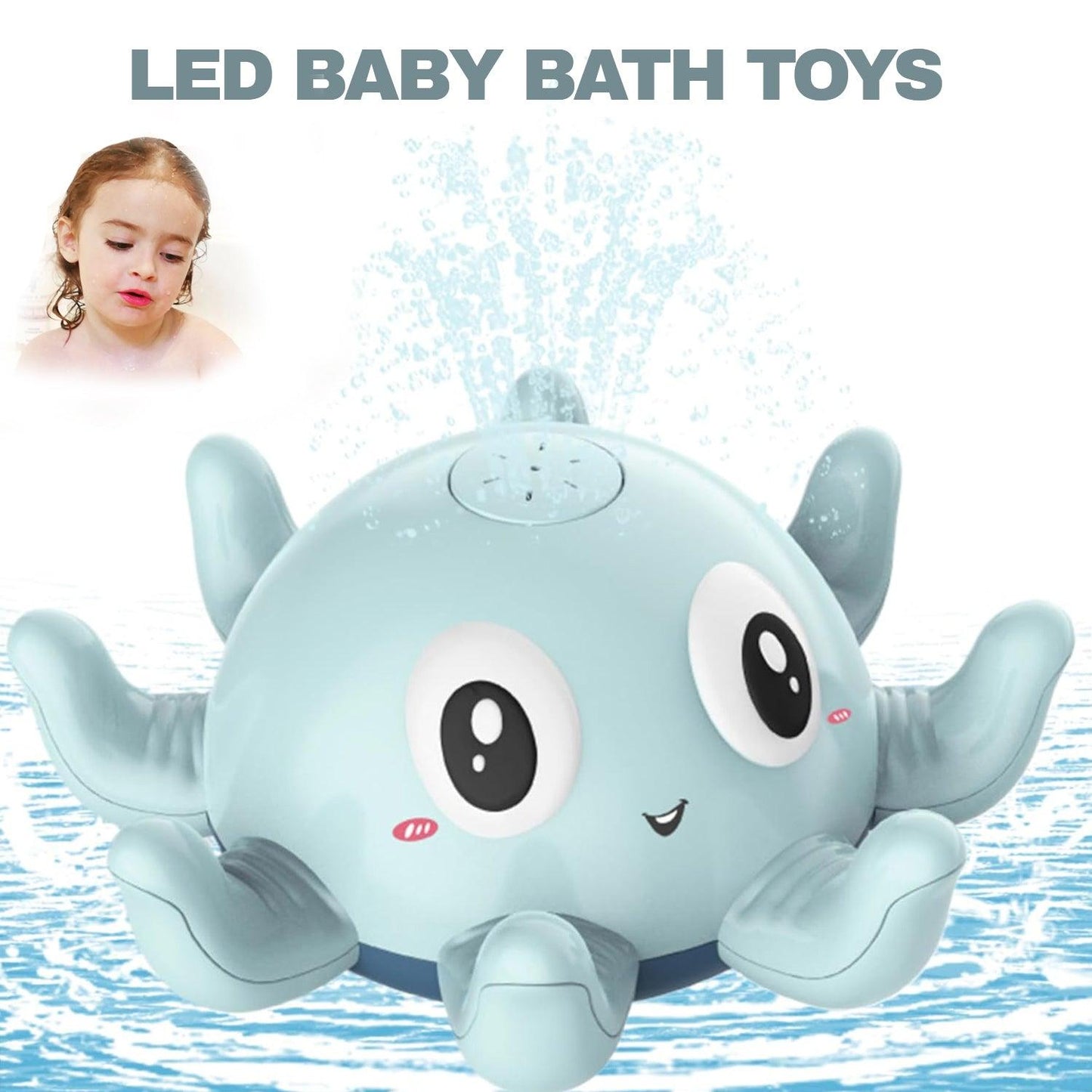 Bath Octopus Toy - LED Baby Bath Toys Octopus Water Sprinkler Pool Toys Toddlers