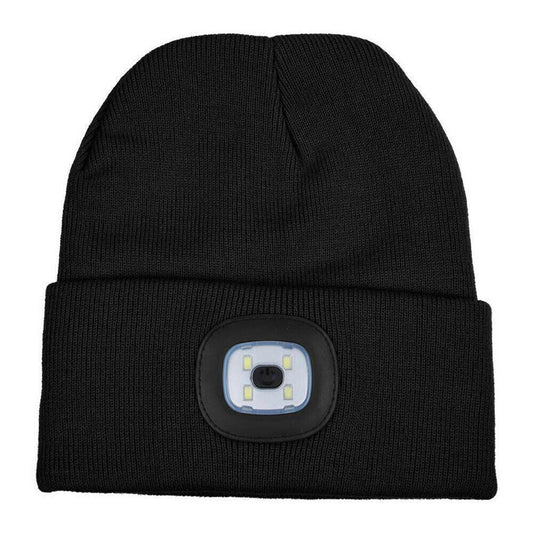 Beanie Hats With Lights - USB Rechargeable Knitted Beanie Hat LED Knitted Hands Free Light Up Hats