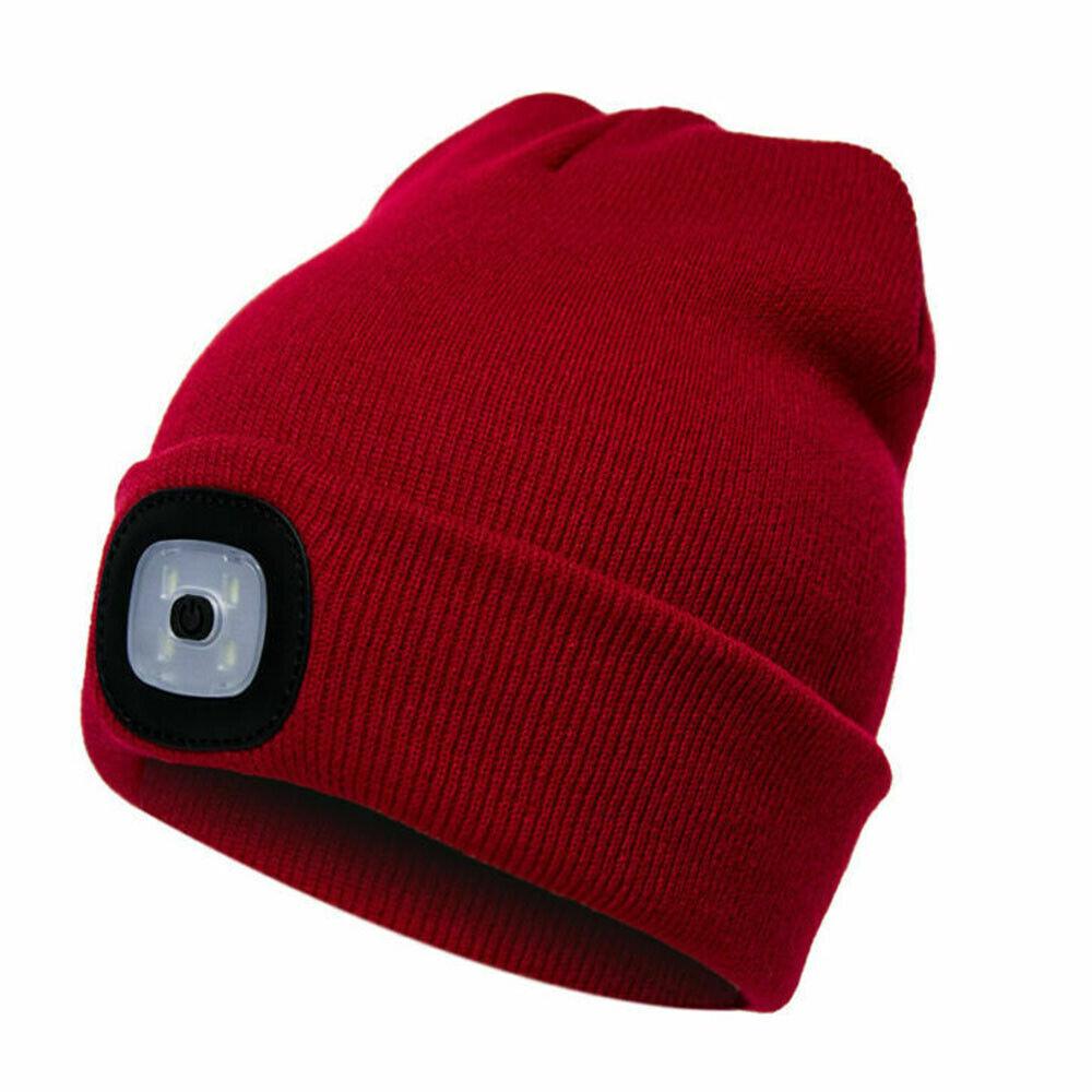 Beanie Hats With Lights - USB Rechargeable Knitted Beanie Hat LED Knitted Hands Free Light Up Hats