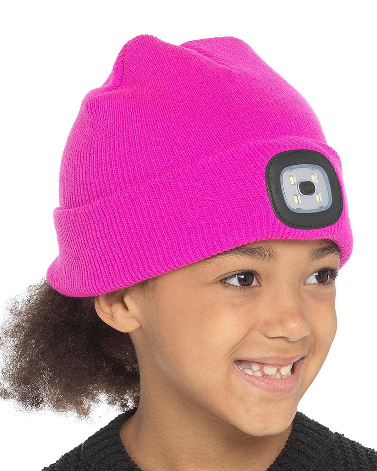 Beanie Hats With Lights - USB Rechargeable Knitted Beanie Hat LED Knitted Hands Free Light Up Hats