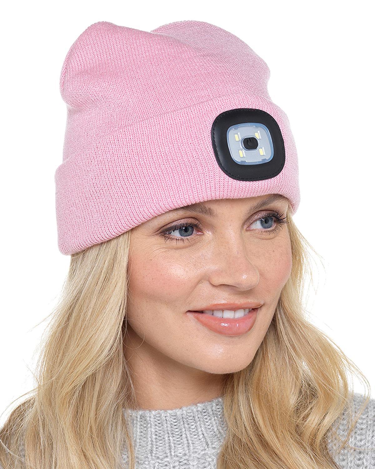 Beanie Hats With Lights - USB Rechargeable Knitted Beanie Hat LED Knitted Hands Free Light Up Hats
