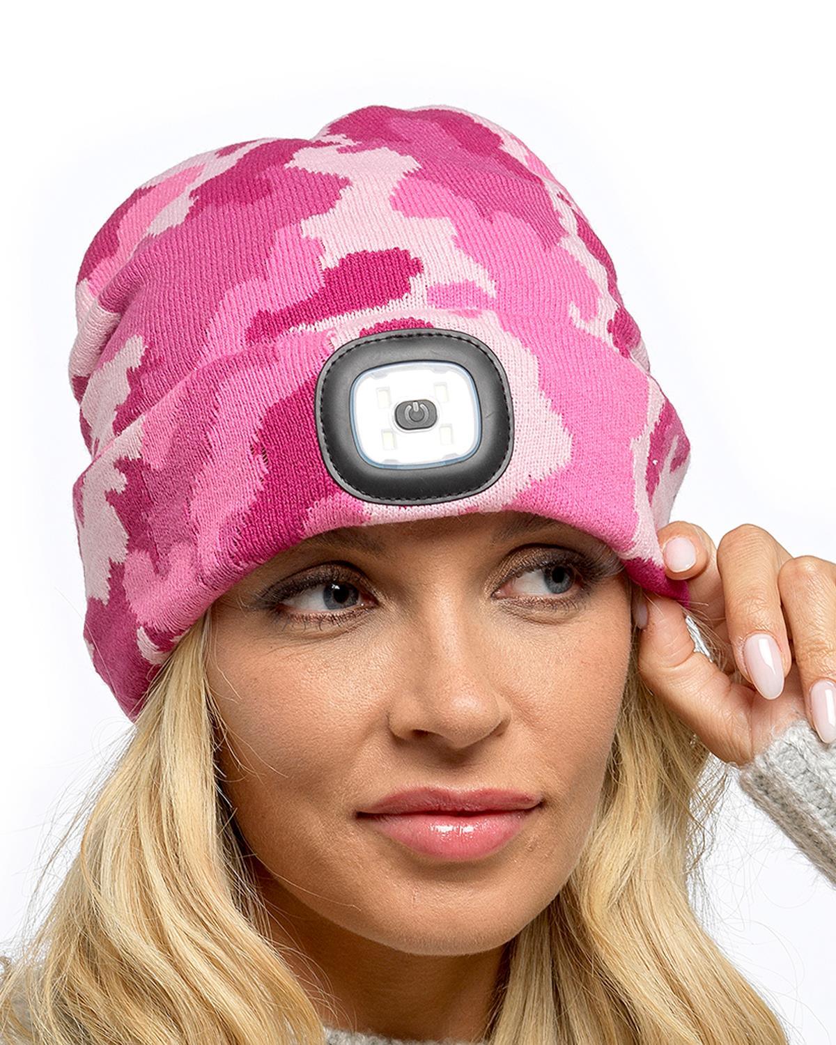 Beanie Hats With Lights - USB Rechargeable Knitted Beanie Hat LED Knitted Hands Free Light Up Hats