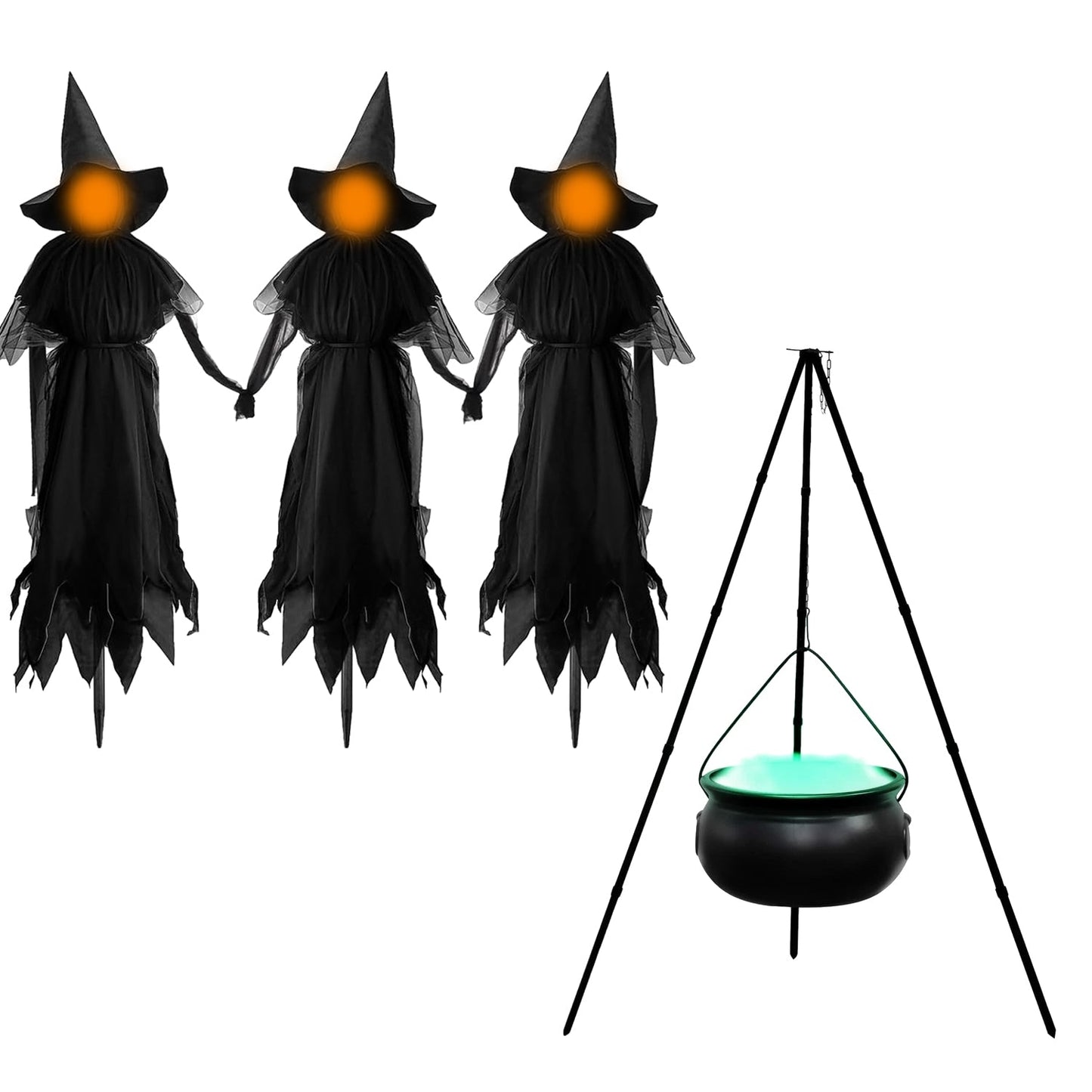Light Up Witches – Outdoor Large Witches Cauldron on Tripod with Light Yard