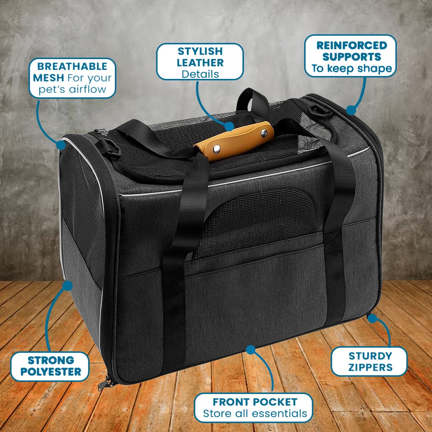 Pet Carrier Bag - Breathable Small Travel Cage with Adjustable Shoulder Strap and Bowl