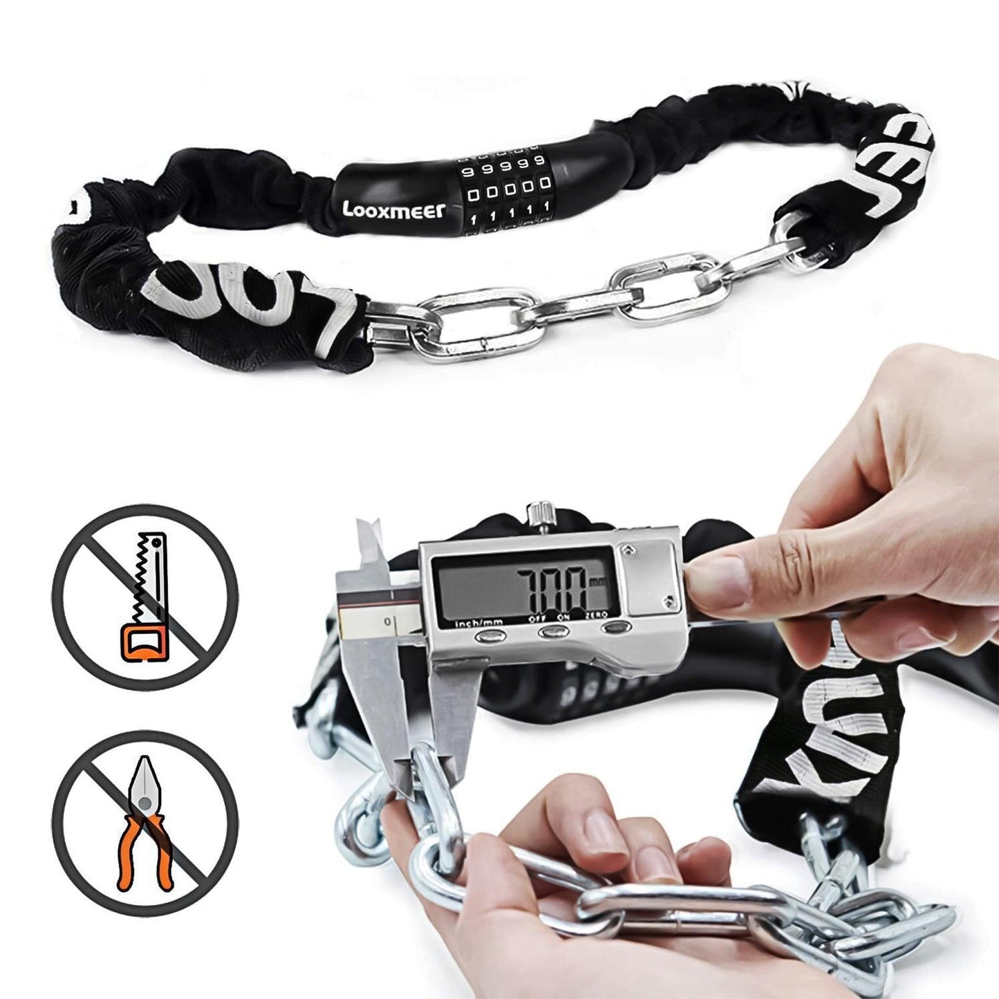 Best Bike Lock UK - Heavy Duty High Security 90cm 5-Digit Combination Chain Lock
