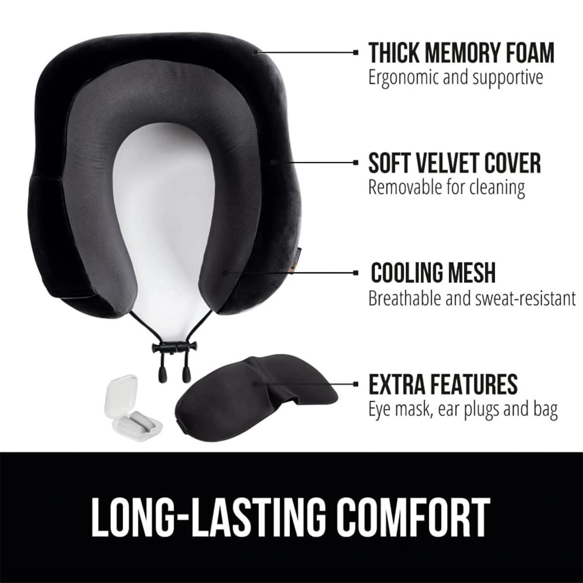 Neck Pillow for Travel - Memory Foam U Shaped Travel Pillow Neck Support Soft Head Rest Car Plane